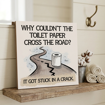 Why Couldn't The Toilet Paper Cross The Road Sign Funny Bathroom Decor Multiple Sizes